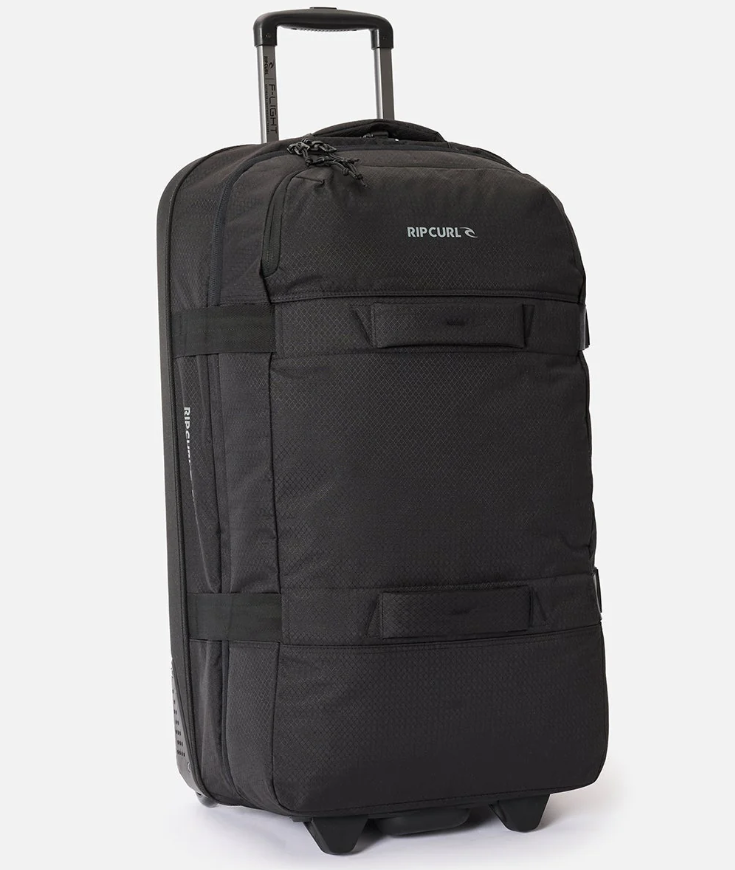 Rip Curl F-Light Global 100 Litre Travel Bag in midnight from the front with slight side angle