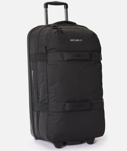 Rip Curl F-Light Global 100 Litre Travel Bag in midnight from the front with slight side angle