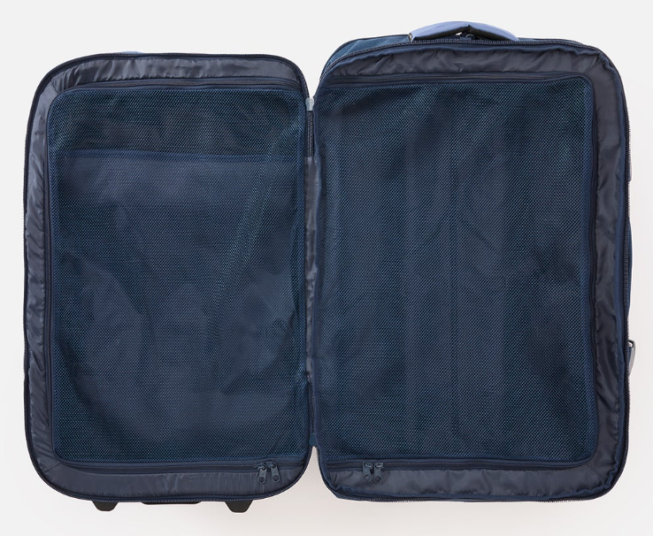 Rip Curl F-Light Global 100 Litre Cosmic Kiss Travel Bag in navy/blue colourway from showing inside of bag