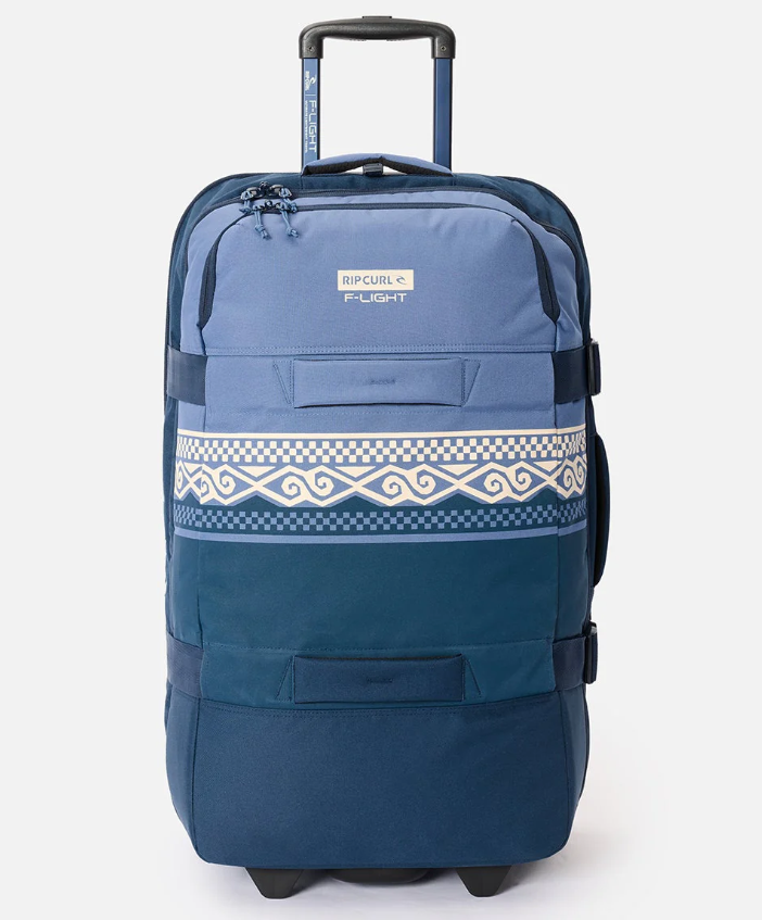Rip Curl F-Light Global 100 Litre Cosmic Kiss Travel Bag in navy/blue colourway from front