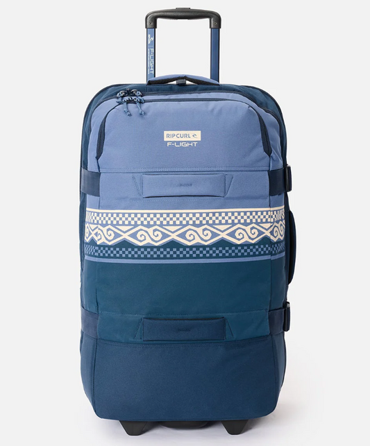 Rip Curl F-Light Global 100 Litre Cosmic Kiss Travel Bag in navy/blue colourway from front