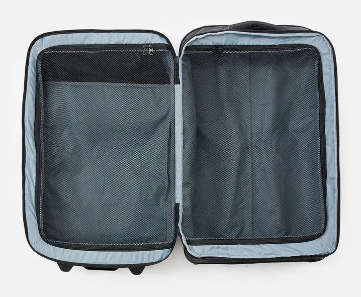 Rip Curl F-Light Global 100 Litre Icons Travel Bag in midnight colourway showing inside of bag