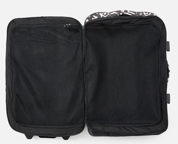 Rip Curl F-Light Global 100 Litre Travel Bag in washed black colourway from inside