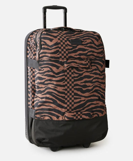 Rip Curl F-Light Global 110 Litre Travel Bag shown standing in brown