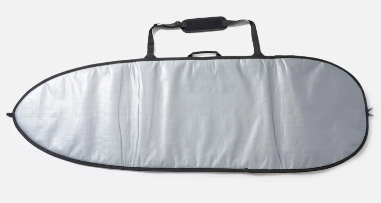 Rip Curl 6'5 Fish Surfboard Day Bag showing silver bottom of bag