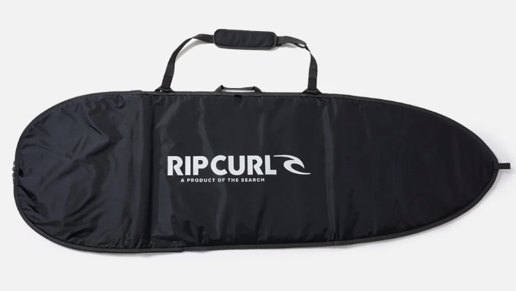 Rip Curl 6'5 Fish Surfboard Day Bag showing black top of bag with large Rip Curl logo