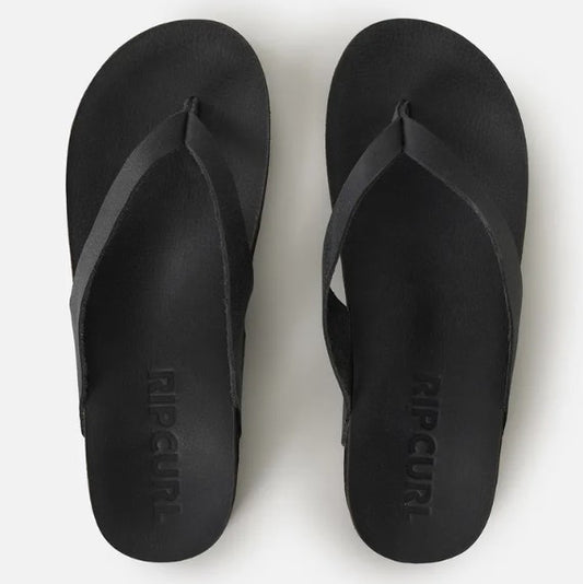 Rip Curl Freedom Leather Bloom Open Toe Jandals in black showing a pair from above
