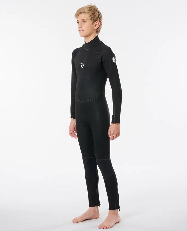 Rip Curl Junior Freelite 3/2mm GBS Back Zip Wetsuit in black on model