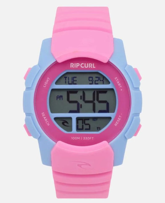 Rip Curl Mission Girls Digital Watch in pink with light blue trim