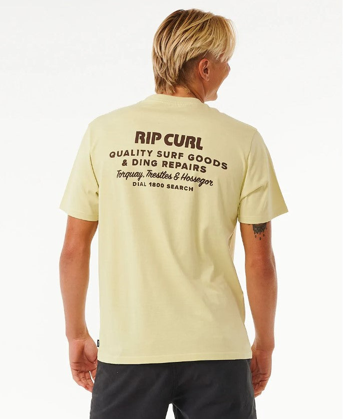 Rip Curl Heritage Ding Repairs Tee in vintage yellow from back