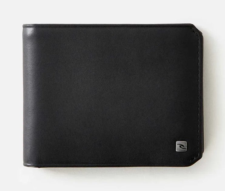Rip Curl Hydro RFID 2 In 1 Leather Wallet in black from front