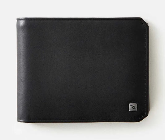 Rip Curl Hydro RFID 2 In 1 Leather Wallet in black from front