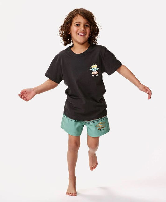 Rip Curl Icons of Shred Boys Tee in washed black on child model from front