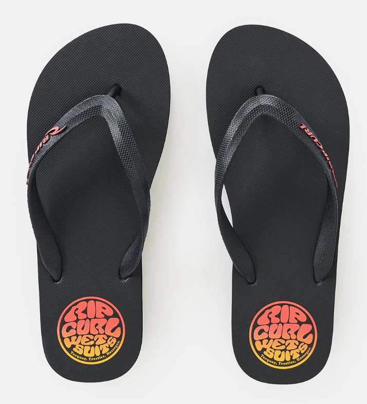 Rip Curl Icons Of Surf Bloom Jandals in black with faded orange logo