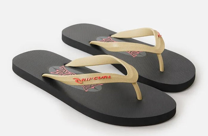 Rip Curl Icons of Surf Bloom Jandals in black with tan colourway