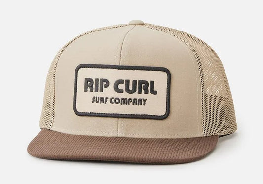 Rip Curl Icons Pump Trucker Cap in colour taupe displayed from front 