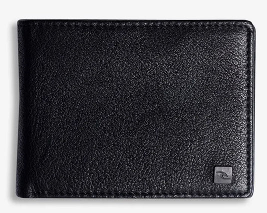 Rip Curl K-Roo RFID Slim Leather Wallet in black showing front