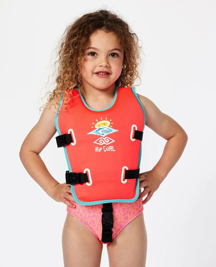 Rip Curl Kids Beach Buoyancy Vest in pink on girl