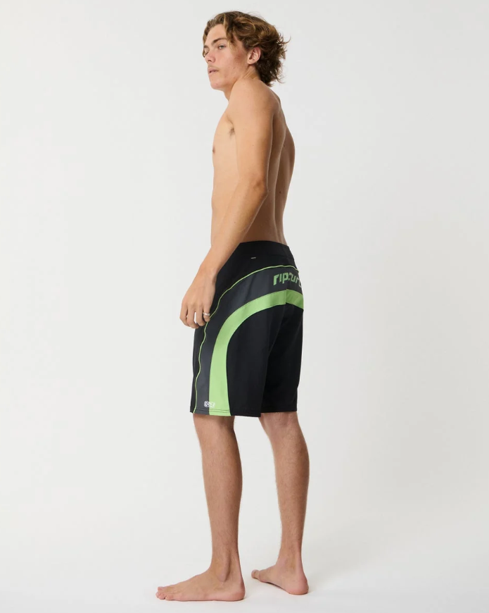 Rip Curl Mirage Archive 20" Boardshorts in black and lime from the rear