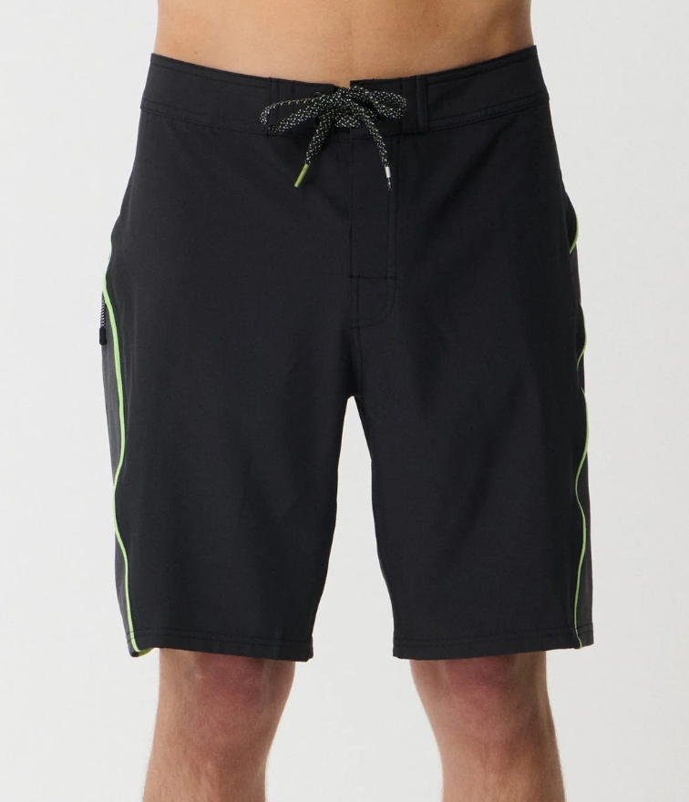 Rip Curl Mirage Archive 20" Boardshorts in black and lime from the front