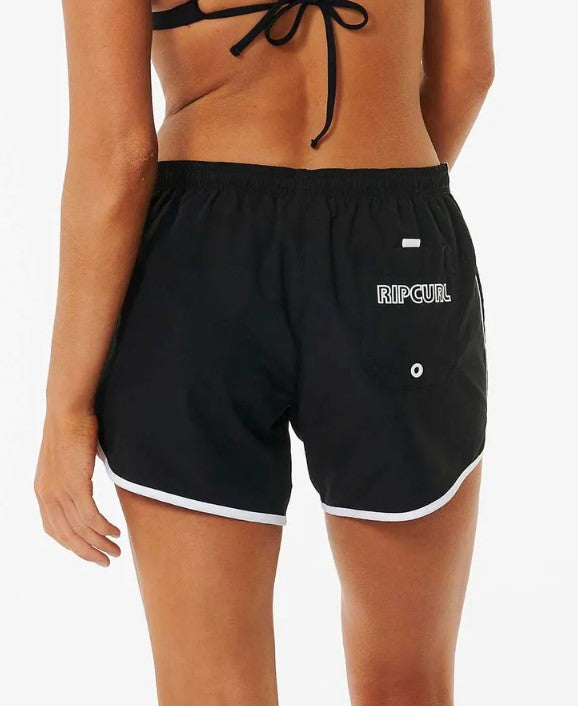 Rip Curl Out All Day 5" Womens Boardshorts in black with white trim from back