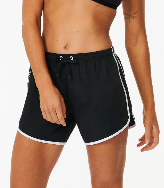 Rip Curl Out All Day 5" Womens Boardshorts in black with white trim from front