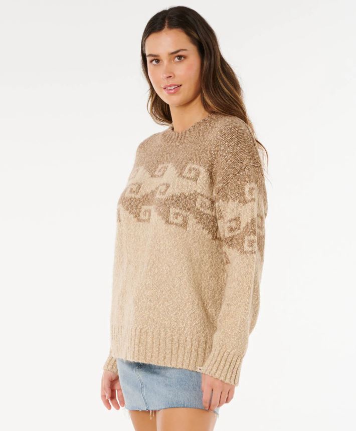 Rip Curl Pacific Coast Knit Sweater in brown from the side
