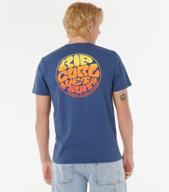 Rip Curl Wettie Passge tee in light navy from rear