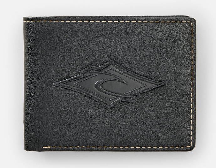 Rip Curl Patched Diamond PU All Day Wallet in black from front