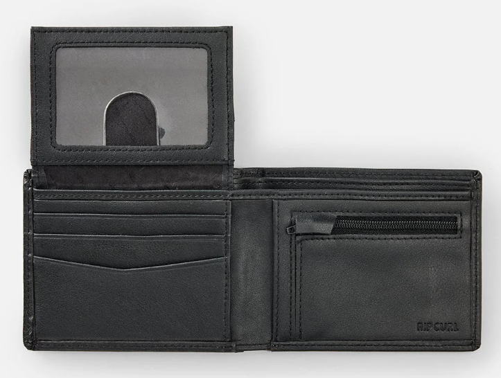 Rip Curl Patched Diamond PU All Day Wallet opened up showing inside and id window