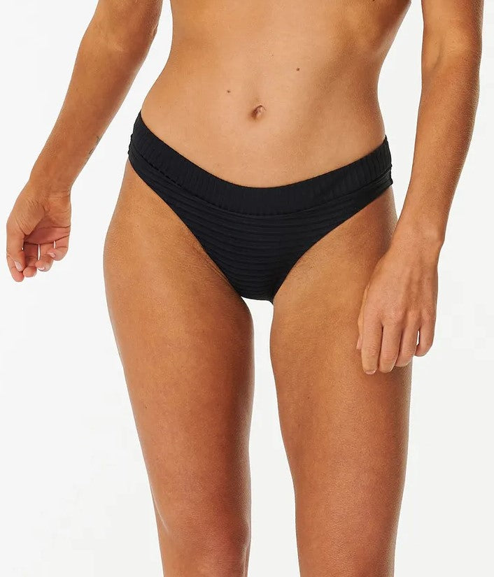 Rip Curl Premium Surf full pant bikini bottom in black from front