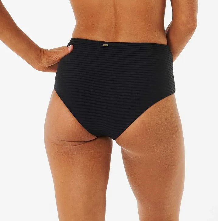 Rip Curl Premium Surf Hi Waist Bikini Pant in black from rear