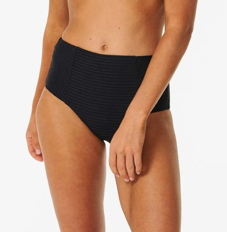 Rip Curl Premium Surf D-DD V and Hi Waist Pant bikini bottom front black
