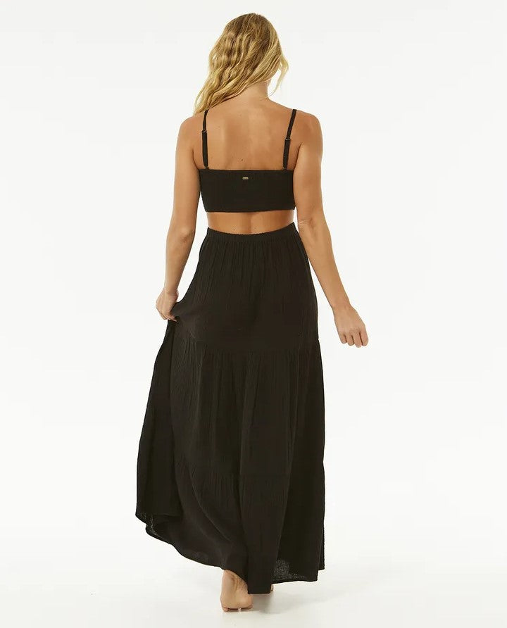 Rip Curl Premium Surf Maxi Dress in black from rear