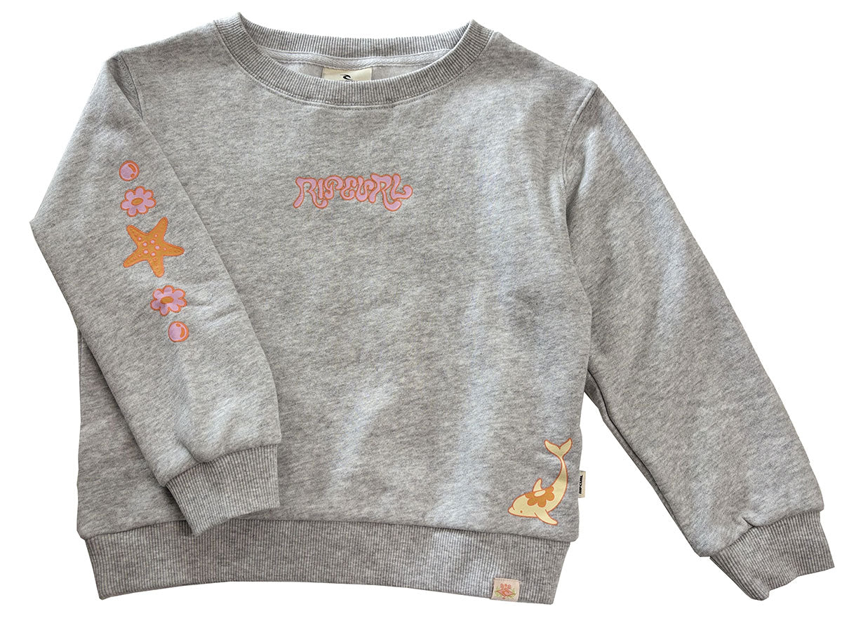 Rip Curl Rainbow Tide Print Girls Crew
in colour grey marle front veiw