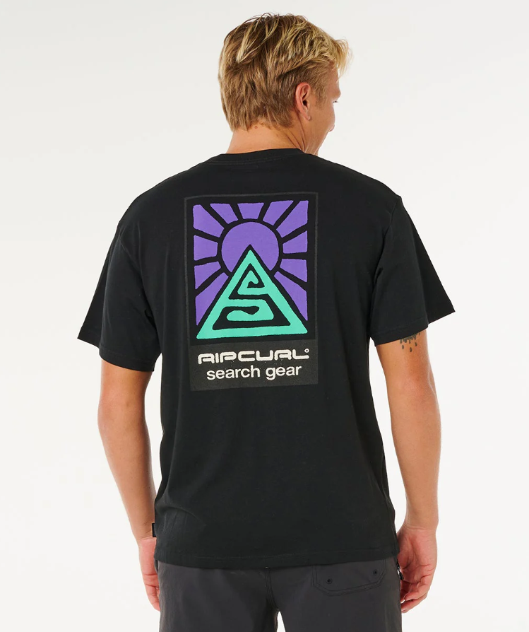 Rip Curl Search Dawn Men's T-Shirt in black from rear