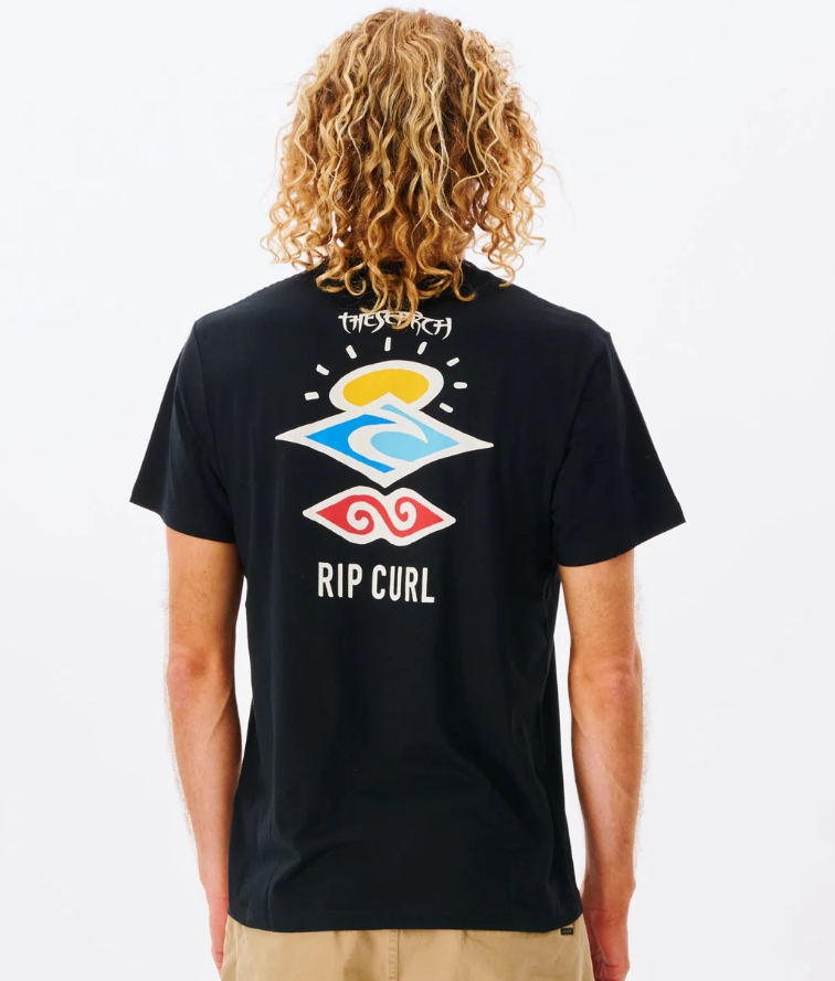 Rip Curl Search Icon Men's T-Shirt in black from the rear
