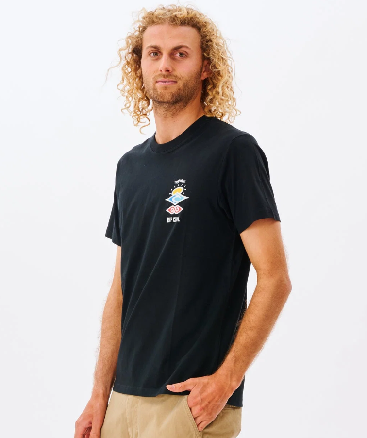 Rip Curl Search Icon Men's T-Shirt in black from the side