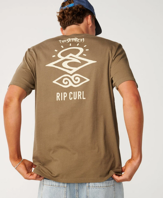 Rip Curl Search Icon Men's T-Shirt in walnut from the rear