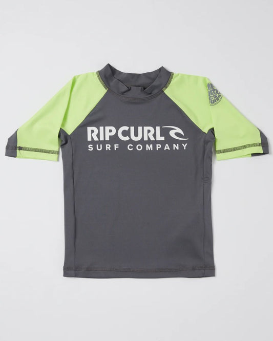 Rip Curl Shock UPF S/S Boy's Rash Tee Lime Colourway