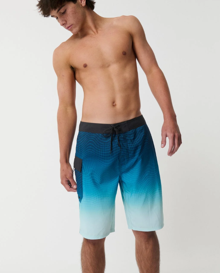 Rip Curl Shockwave 21" Men's Boardshorts in blue fade on model from front