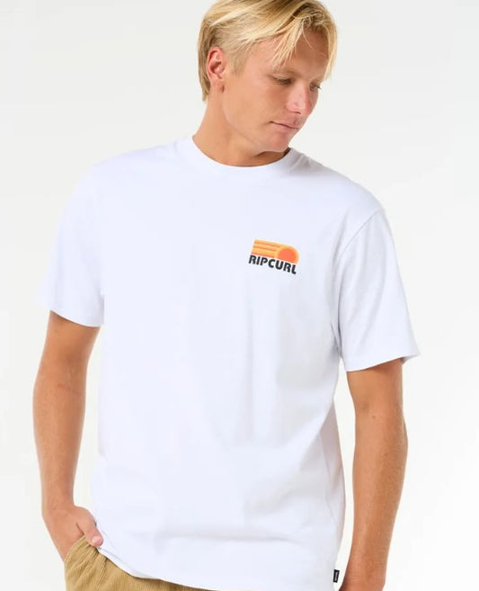 Rip Curl Surf Revival Stacked Tee in white from front