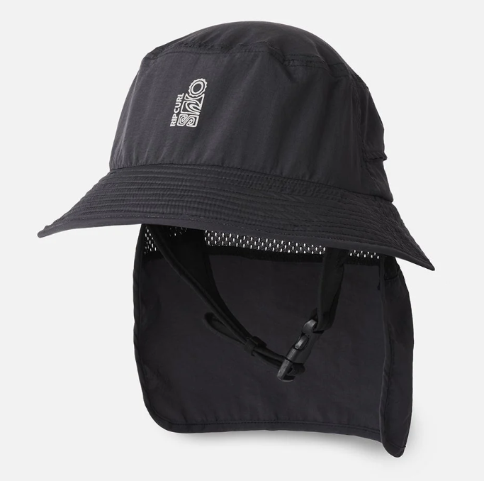 Rip Curl Surf Series Surf Bucket Hat in black from front slightly side view