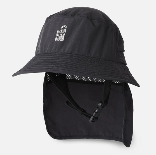 Rip Curl Surf Series Surf Bucket Hat in black from front slightly side view