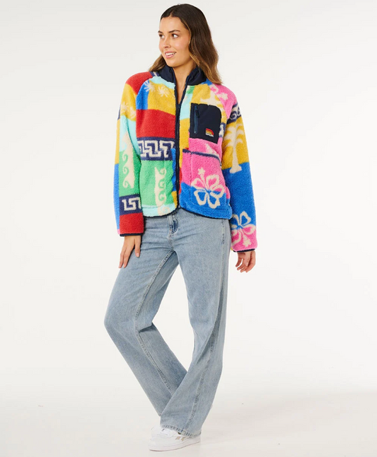 Rip Curl Surfside Standard Z-Thru Polar Fleece in multi colour on model from front
