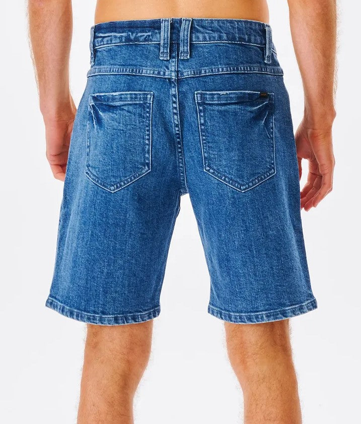 Rip Curl Tidal Blue denim shorts from rear