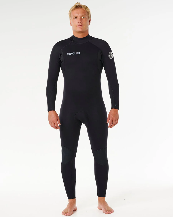 Rip Curl Traditional 4/3mm Back Zip GBS Wetsuit in black on model from front