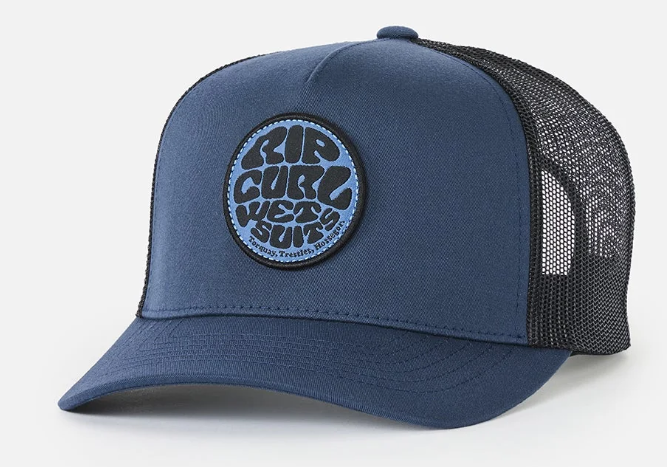 Rip Curl Wetsuit Icon Trucker Cap in navy from front side view