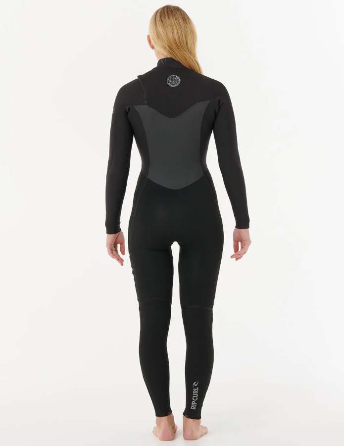 Rip Curl Flashbomb 4/3mm (Fused) Womens Wetsuit in black on model from rear