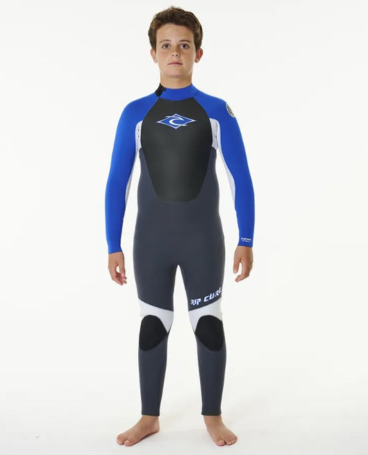 Rip Curl Youth Omega 4/3mm BZ GBS Wetsuit in blue colourway